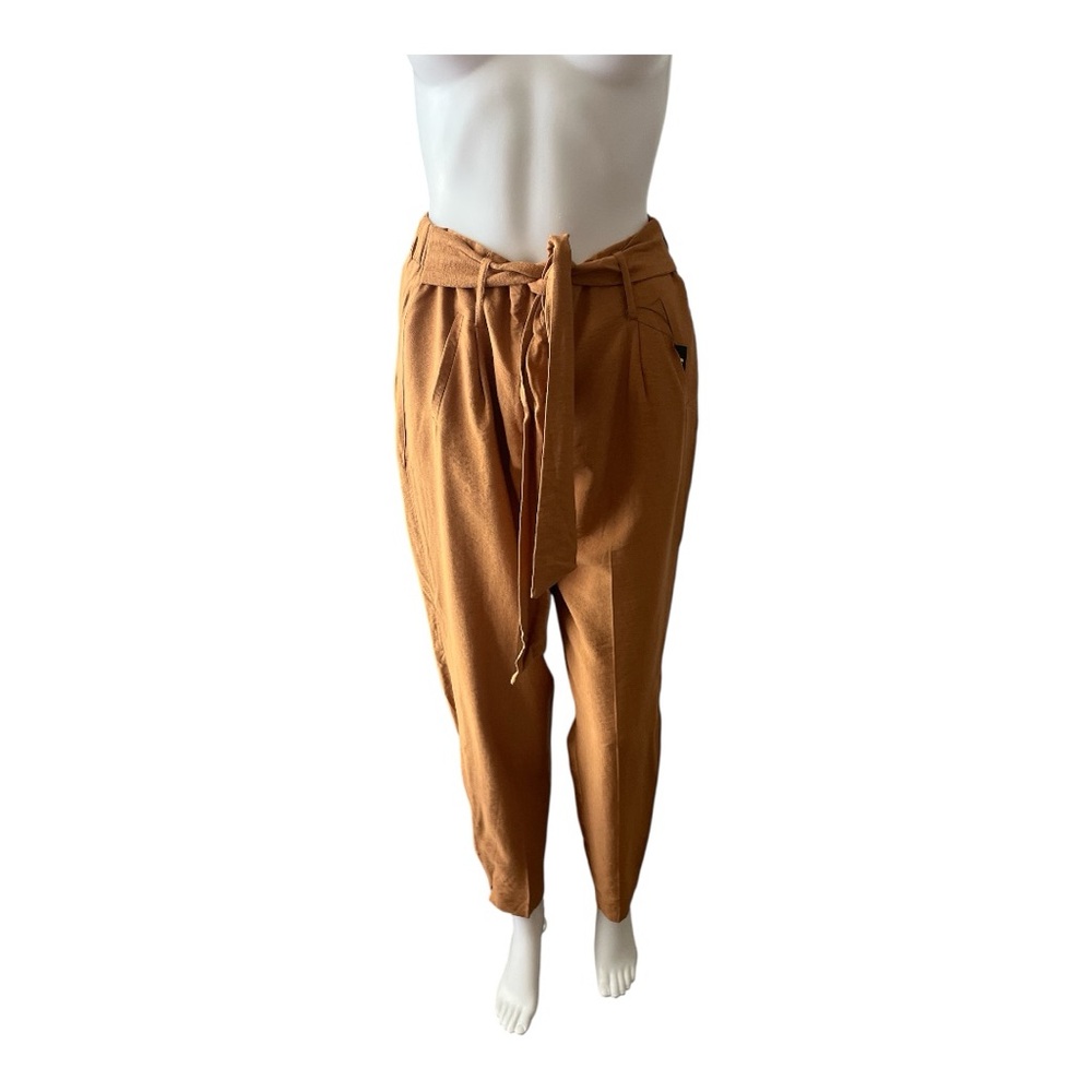 Like an Angel Cognac Ankle  Pants with Tie Waist Size M
